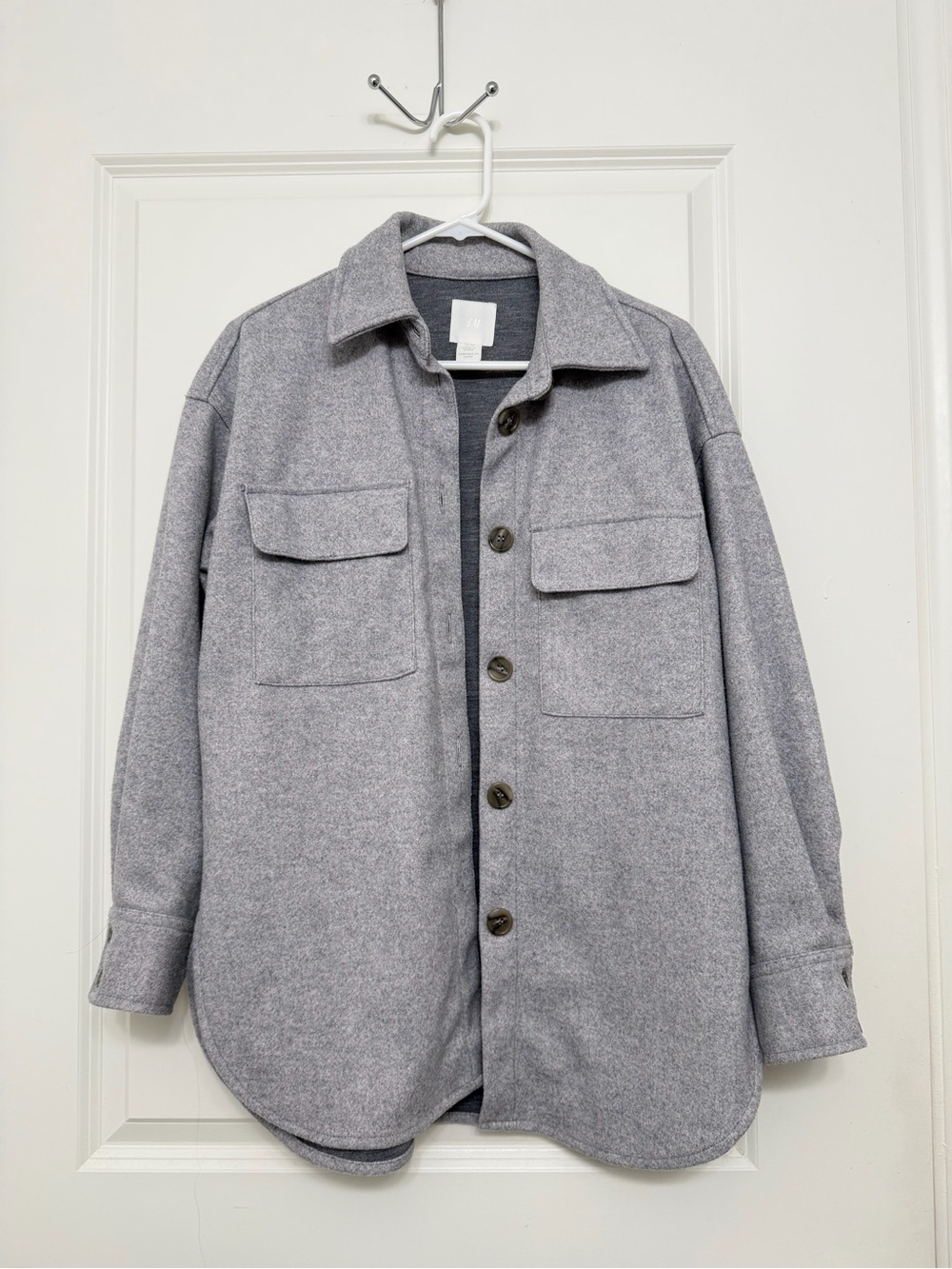 H&M Light Gray Button-Up Shacket Jacket